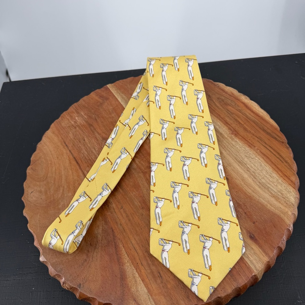 Polo‎ Ralph Lauren Golf Tie wide 3.75”, 55” yellow white